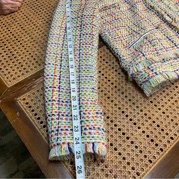 Halogen multiple colored tweed /weave with fringe suit jacket Medium Weight. - Picture 9 of 12